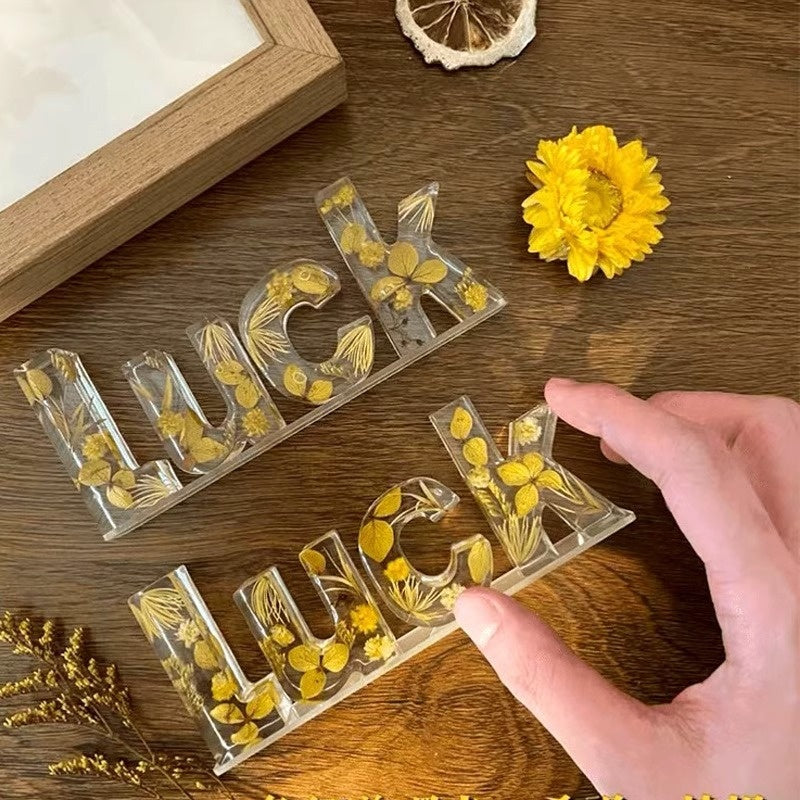 Letter Small Night Lamp Dried Flower Handmade Gift