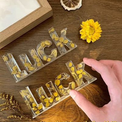 Letter Small Night Lamp Dried Flower Handmade Gift