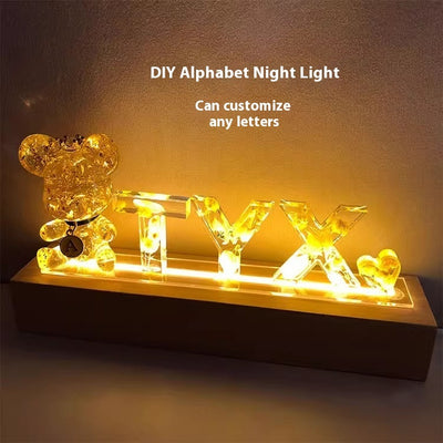 Letter Small Night Lamp Dried Flower Handmade Gift