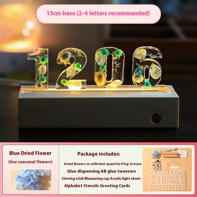 Letter Small Night Lamp Dried Flower Handmade Gift
